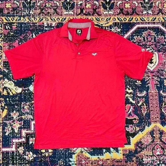Footjoy Polo Shirt Men Medium Red Short‎ Sleeve FJ Golf  Can - Am Cup - Picture 1 of 3